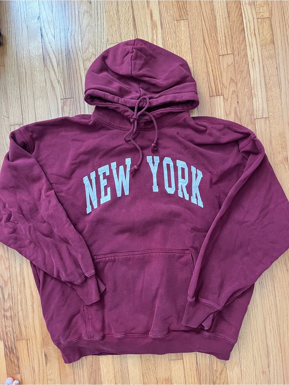Brandy "New York" Graphic Hoodie - deep red